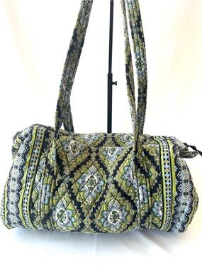Vera Bradley Overnight Duffle Bag Green Black  Paisley Travel
